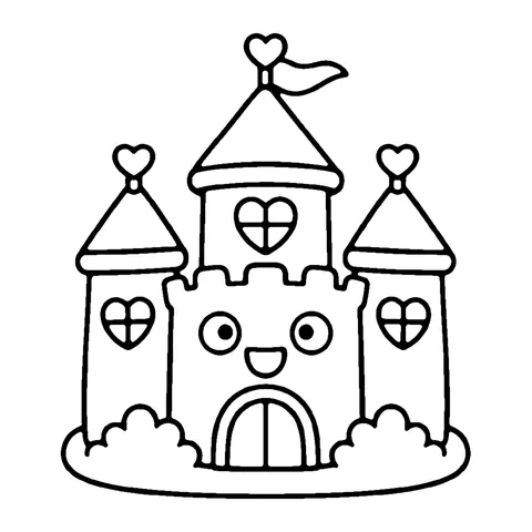 Heart Castle coloring page