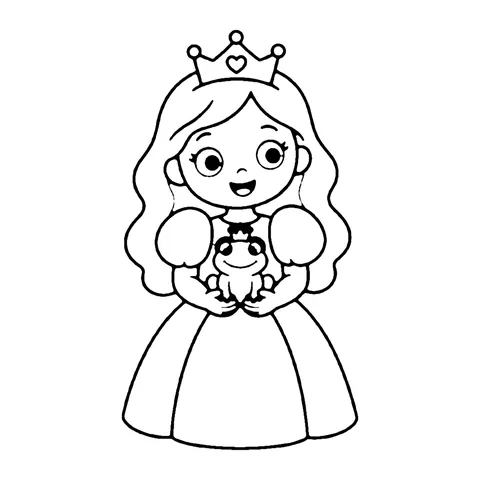 Princess and Frog Friend coloring page