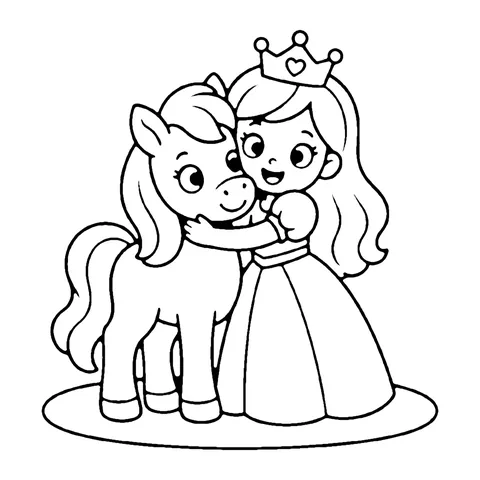 Princess and Pony coloring page