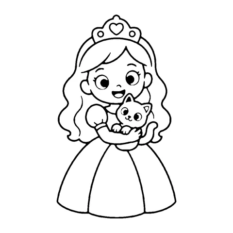 Princess Kitten Cuddle coloring page