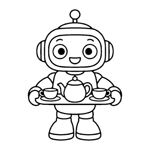 Tea Party Robot coloring page
