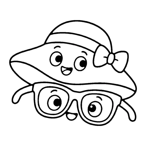 Sun Hat and Sunglasses coloring page
