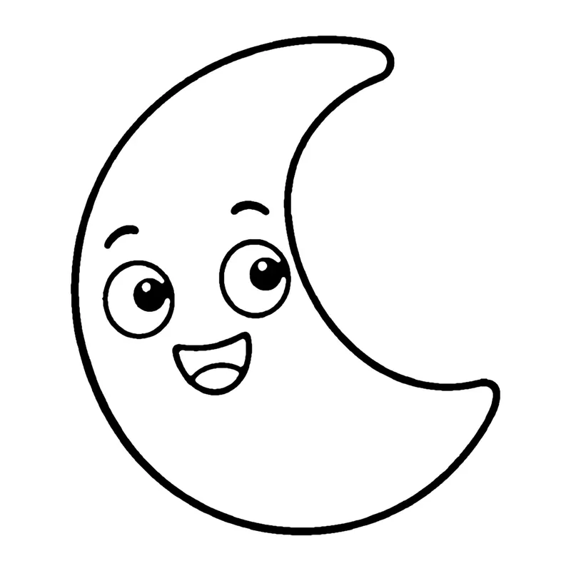 Line drawing of a smiling crescent moon shape