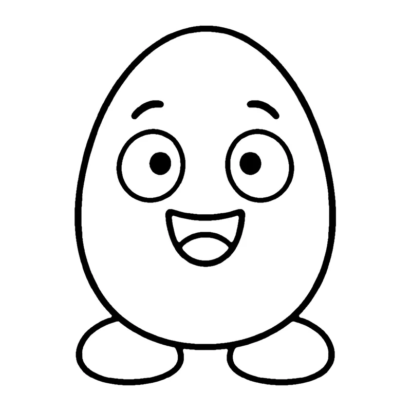 Line drawing of a smiling oval standing on two feet
