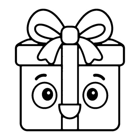 Square Gift Box coloring page