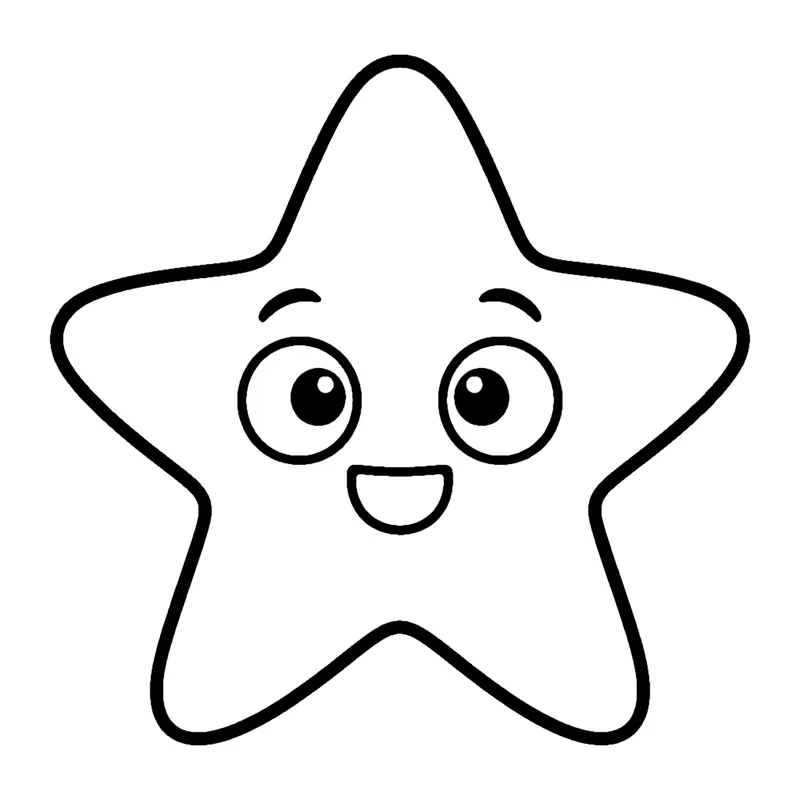 Line drawing of a smiling starfish with five rounded arms