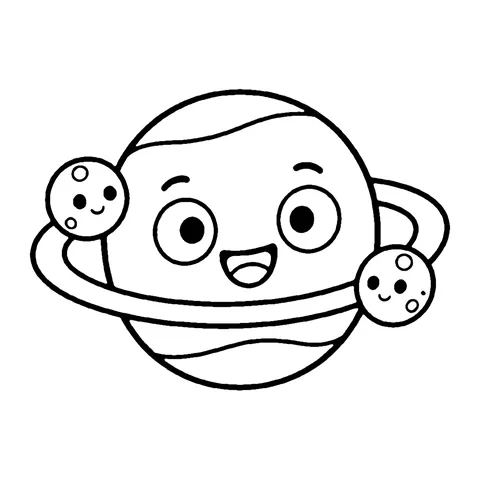 Planet with Moons coloring page