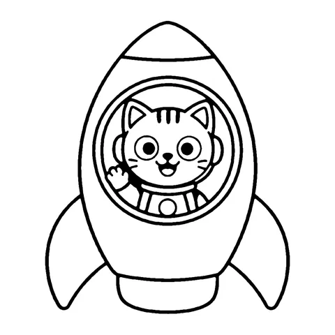 Space Cat coloring page