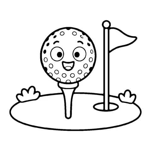 Golf Ball and Flag coloring page