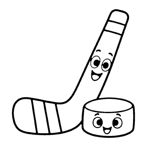 Hockey Stick and Puck coloring page