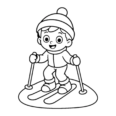 Skiing Kid coloring page