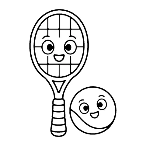 Tennis Racket and Ball coloring page