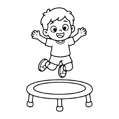 Trampoline Jump coloring page