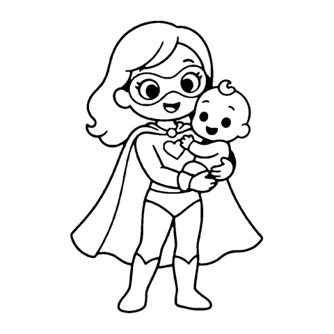 Super Mom coloring page