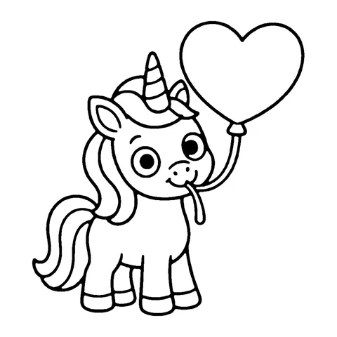 Balloon Unicorn coloring page