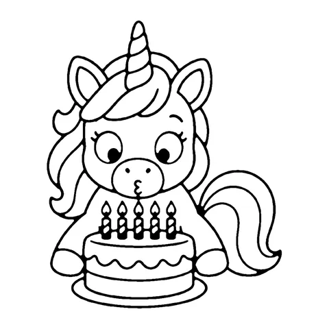 Birthday Unicorn coloring page