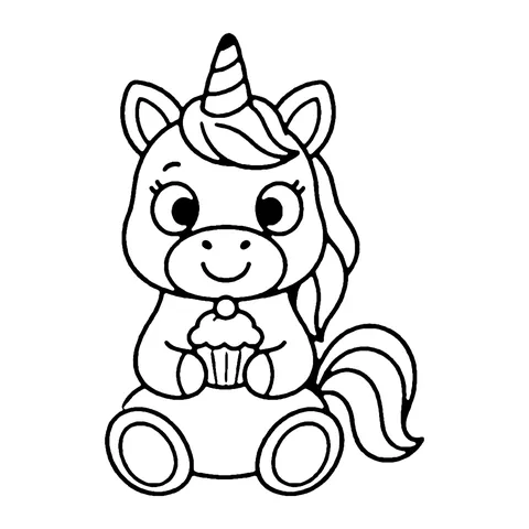 Cupcake Unicorn coloring page