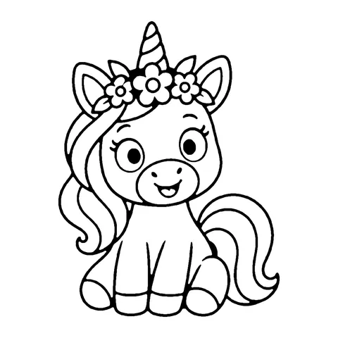 Flower Crown Unicorn coloring page