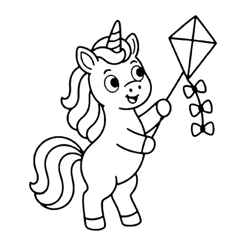 Kite Unicorn coloring page