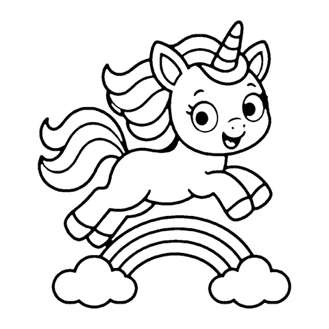 Rainbow Unicorn coloring page